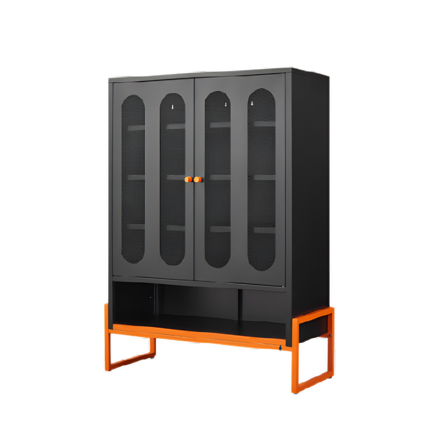 5.9'' High Foot Steel Shoe Cabinet with Double Mesh Doors – Adjustable Shelves, Hollow Base Moisture-Proof Design, Entryway Storage Organizer