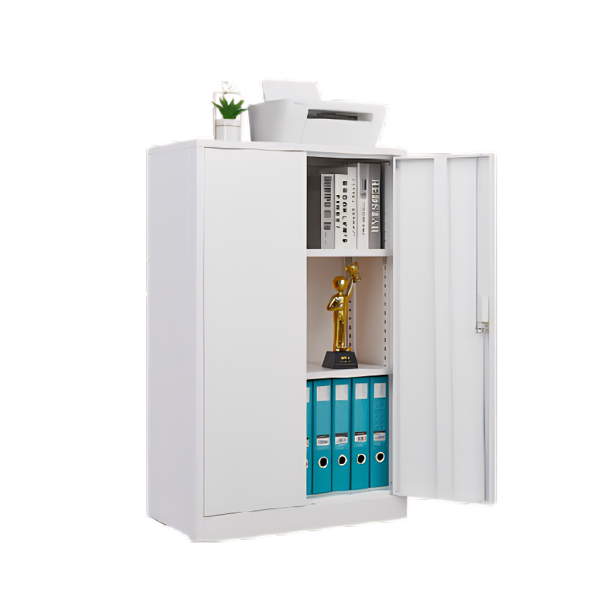 White Metal Folding Storage Cabinet with Locking Doors – Adjustable Shelf, Easy Assembly & Lightweight Design