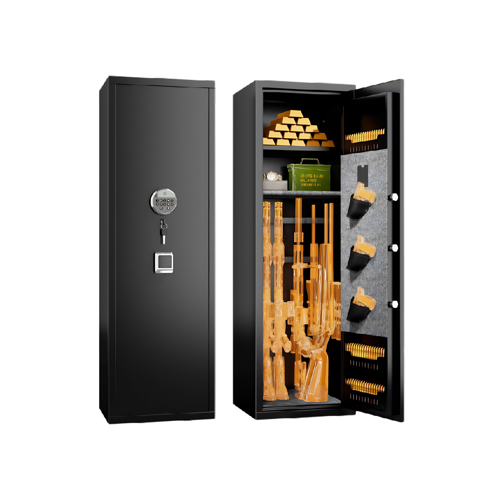 Fingerprint Gun Safe for Rifles & Pistols – Adjustable Shelves, No Assembly