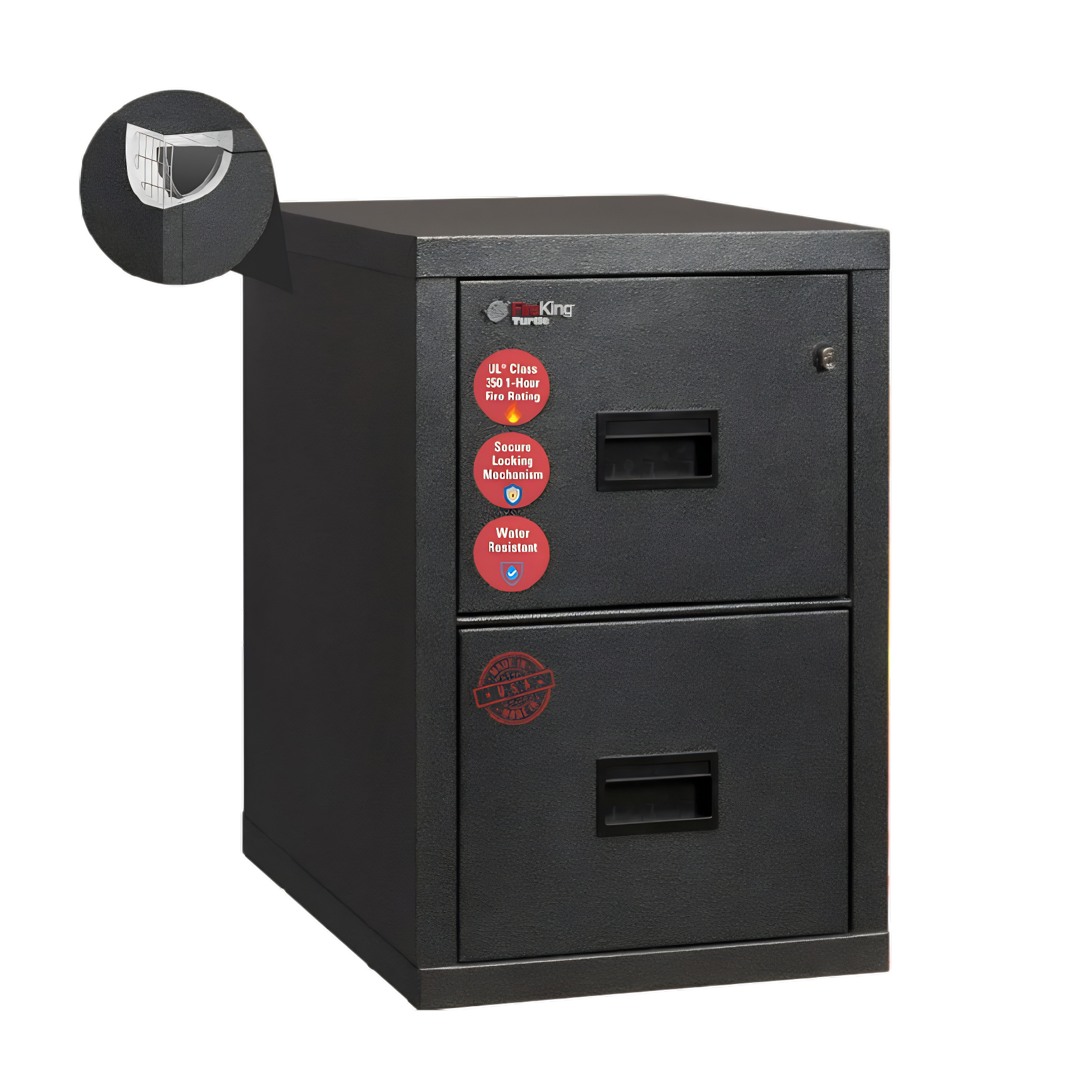 Fireproof 2-Drawer Filing Cabinet – Legal & Letter Safe with Key Lock