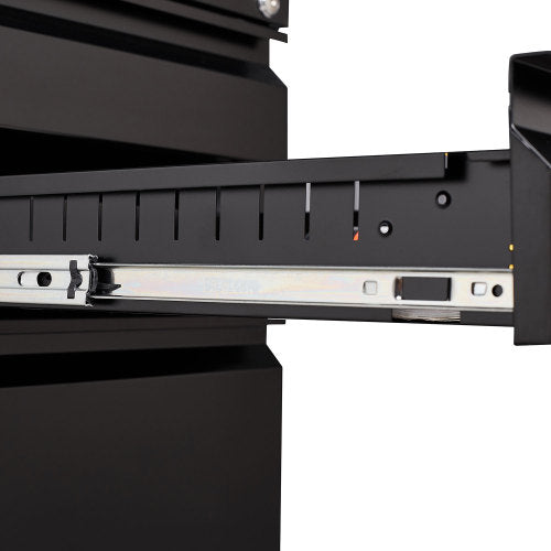 Black 3-Drawer Mobile Filing Cabinet with Lock – Metal Office Storage for Legal/Letter Files