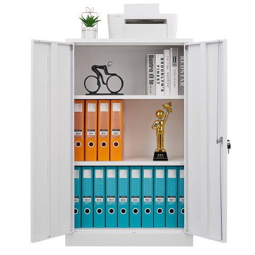 White Metal Folding Storage Cabinet with Locking Doors – Adjustable Shelf, Easy Assembly & Lightweight Design