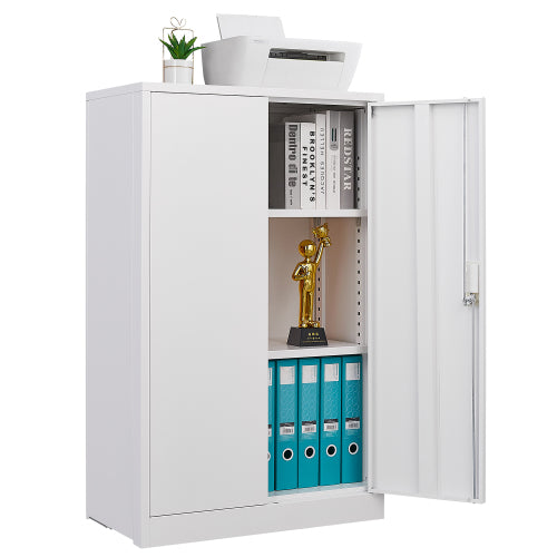White Metal Folding Storage Cabinet with Locking Doors – Adjustable Shelf, Easy Assembly & Lightweight Design
