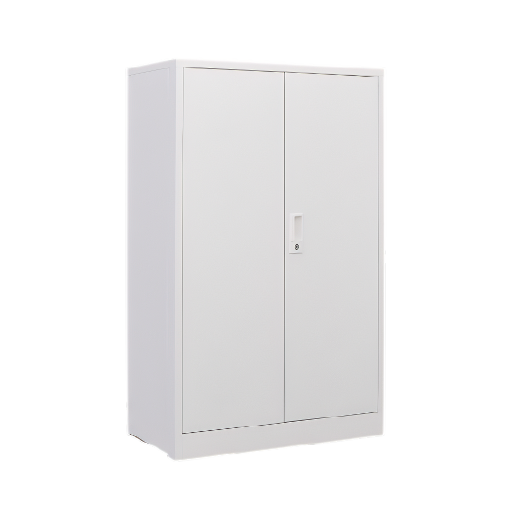 White Metal Folding Storage Cabinet with Locking Doors – Adjustable Shelf, Easy Assembly & Lightweight Design