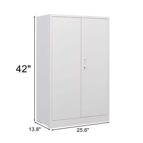 White Metal Folding Storage Cabinet with Locking Doors – Adjustable Shelf, Easy Assembly & Lightweight Design