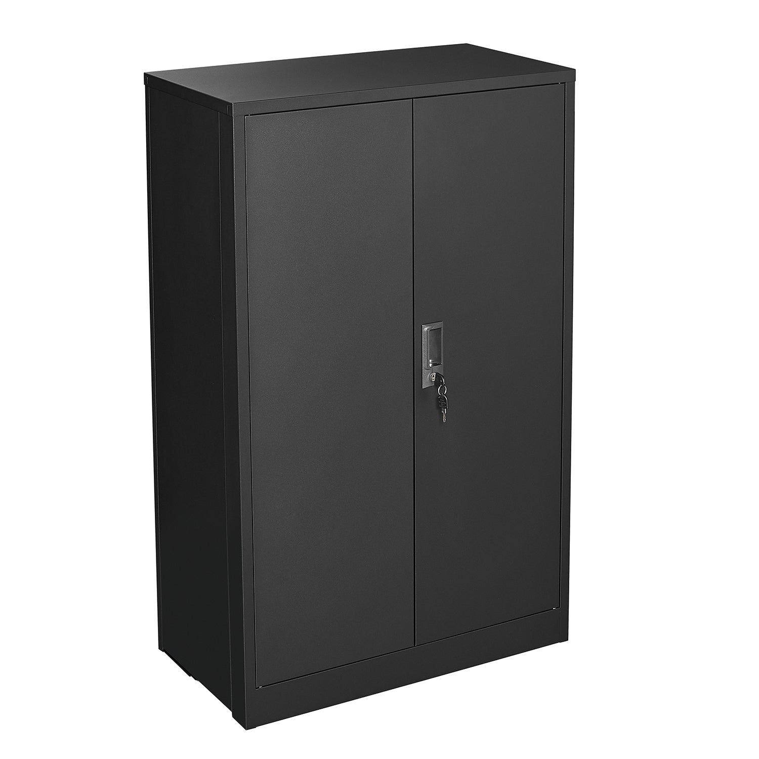 Black Metal Folding Storage Cabinet with Locking Doors – Adjustable Shelf, Easy Assembly & Lightweight Design