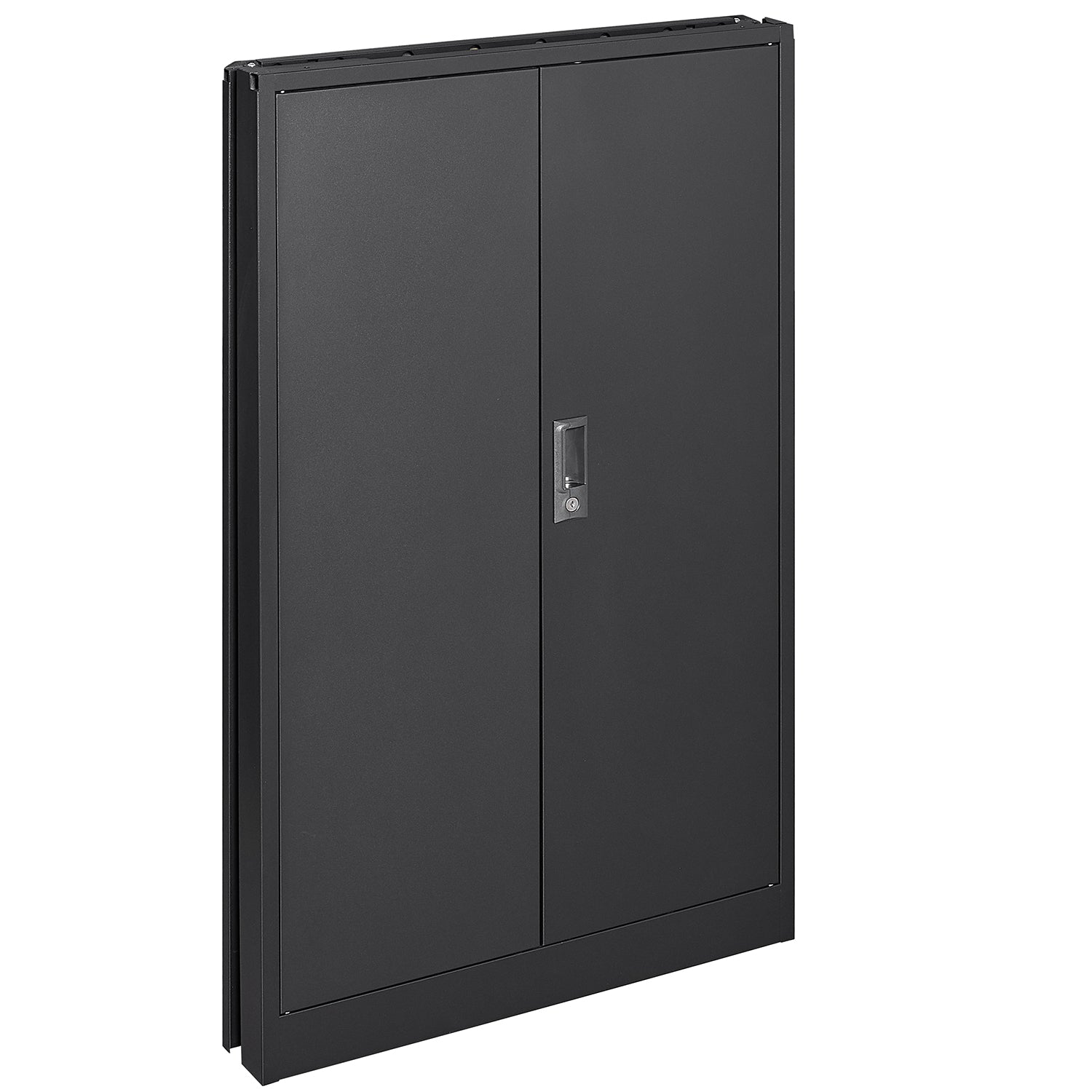 Black Metal Folding Storage Cabinet with Locking Doors – Adjustable Shelf, Easy Assembly & Lightweight Design