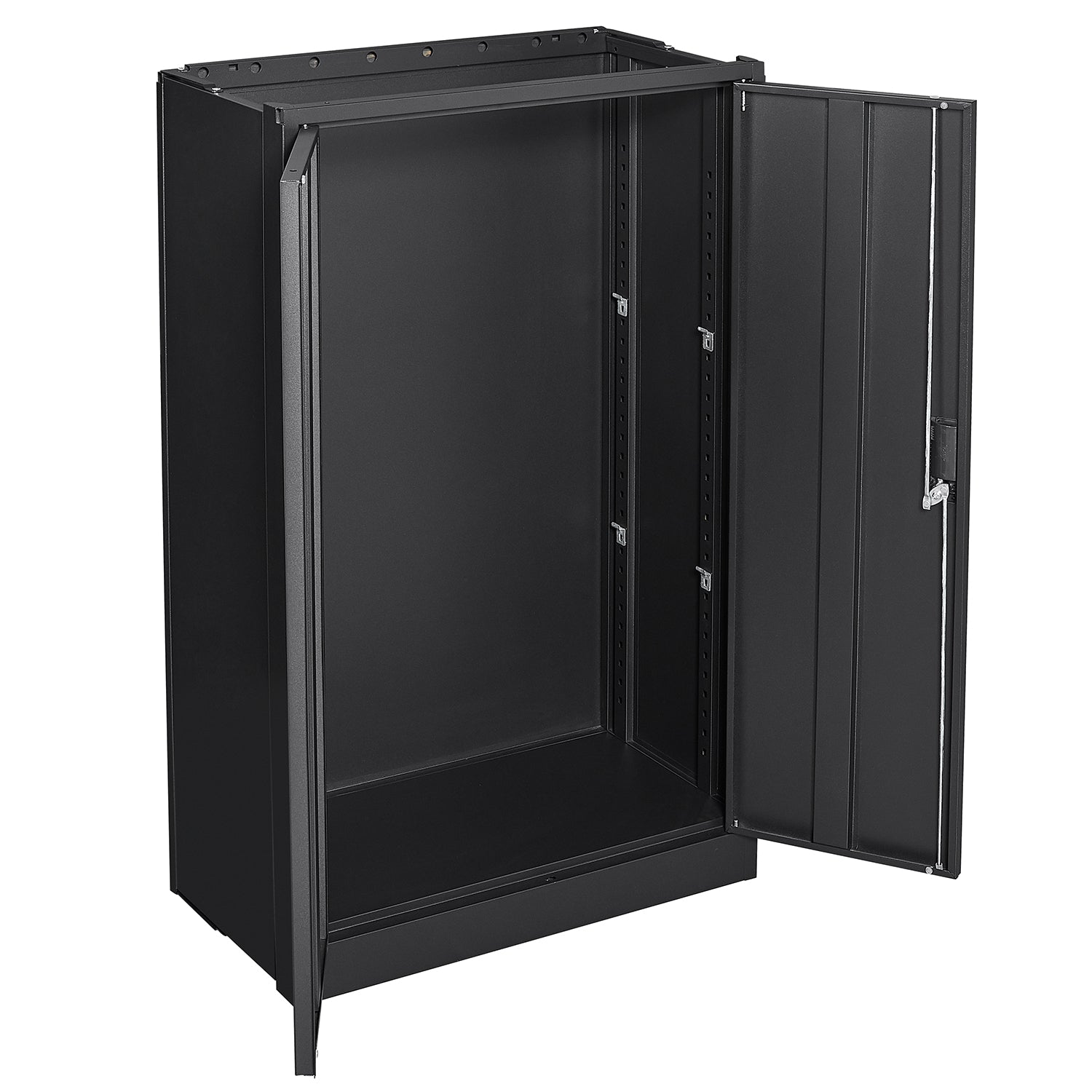 Black Metal Folding Storage Cabinet with Locking Doors – Adjustable Shelf, Easy Assembly & Lightweight Design