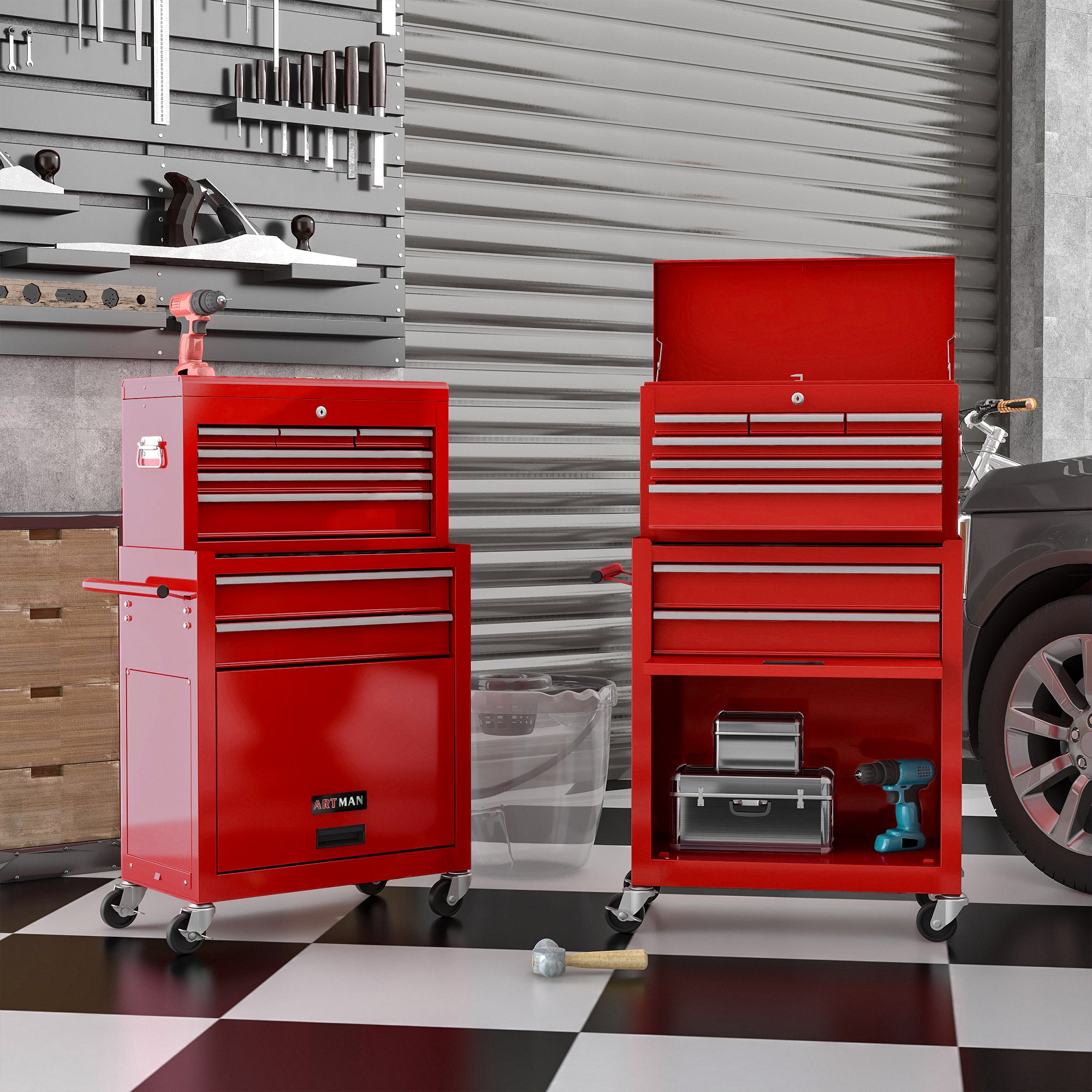 High Capacity Rolling Tool Chest – 8-Drawer Steel Tool Storage Cabinet with Wheels