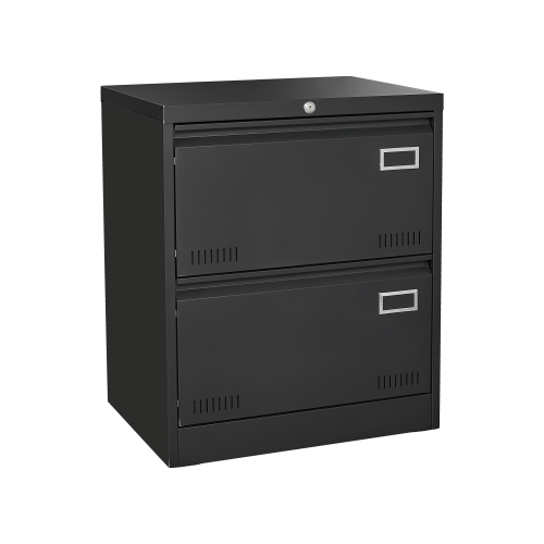 Black 2-Drawer Lateral File Cabinet with Lock – Metal Filing Cabinet for Legal, Letter, A4, F4 Documents, Home & Office Storage