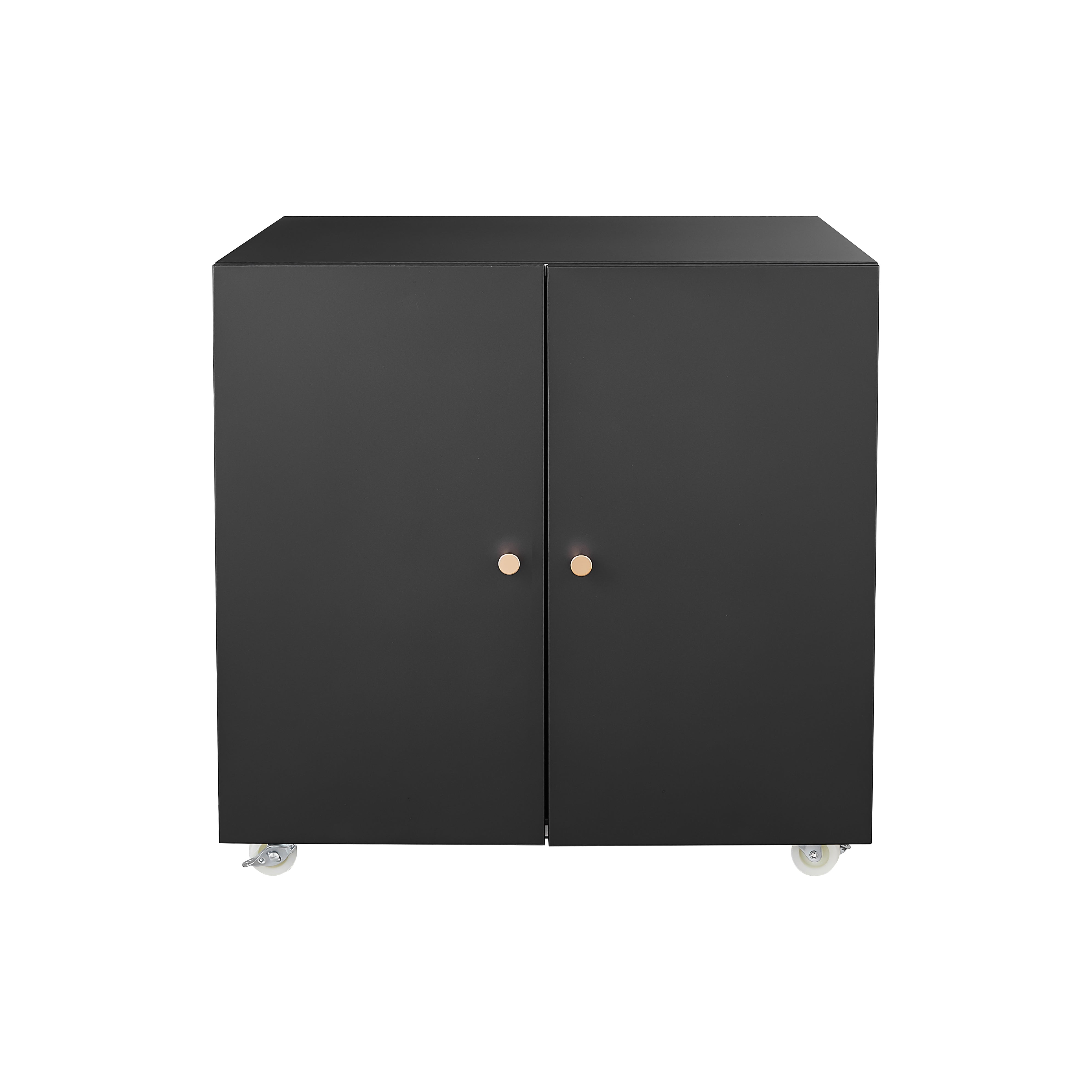 Metal Printer Stand with Storage Cabinet – Double Door Steel File Cabinet with Lockable Wheels for Home & Office
