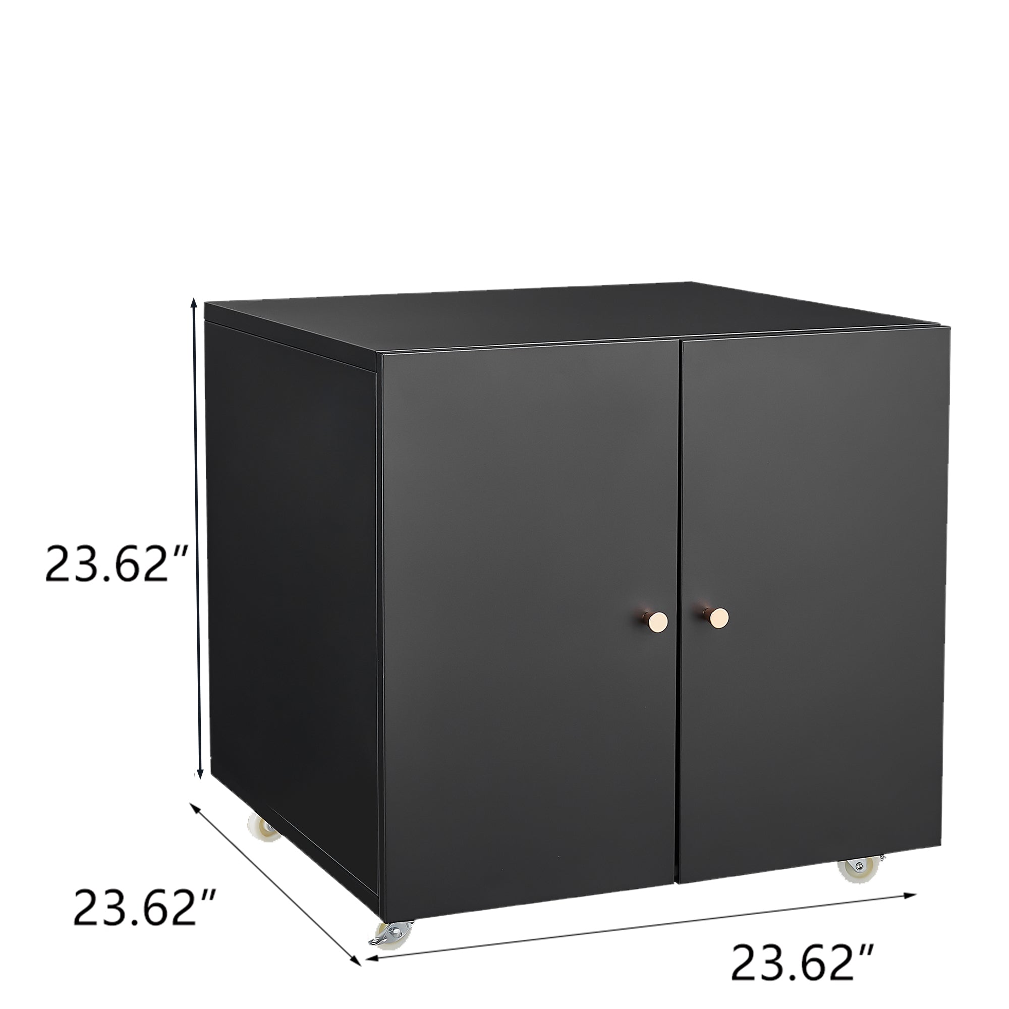Metal Printer Stand with Storage Cabinet – Double Door Steel File Cabinet with Lockable Wheels for Home & Office