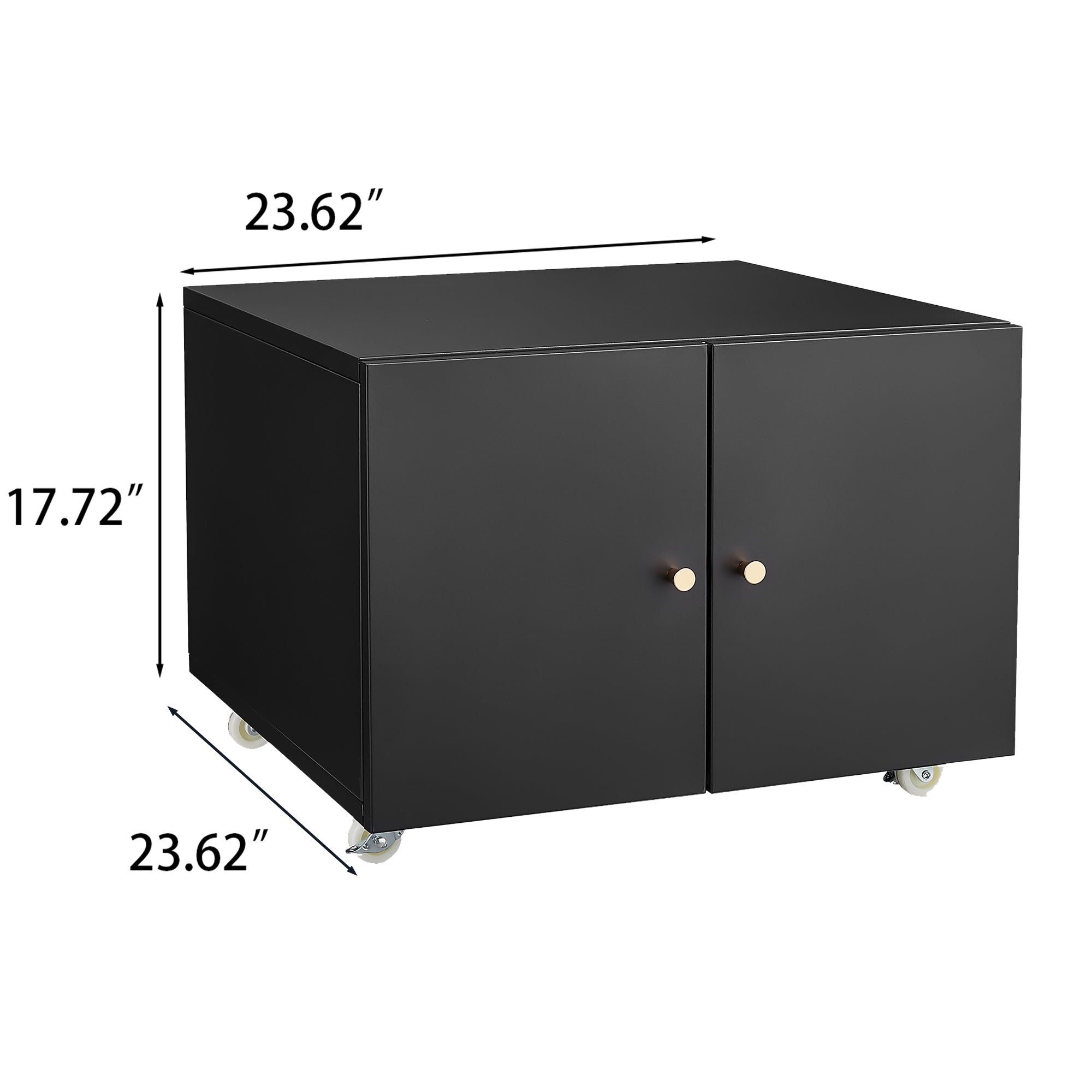 Black Rolling Printer Stand with Storage Cabinet, Adjustable Shelf & Door, Mobile File Cabinet on Wheels
