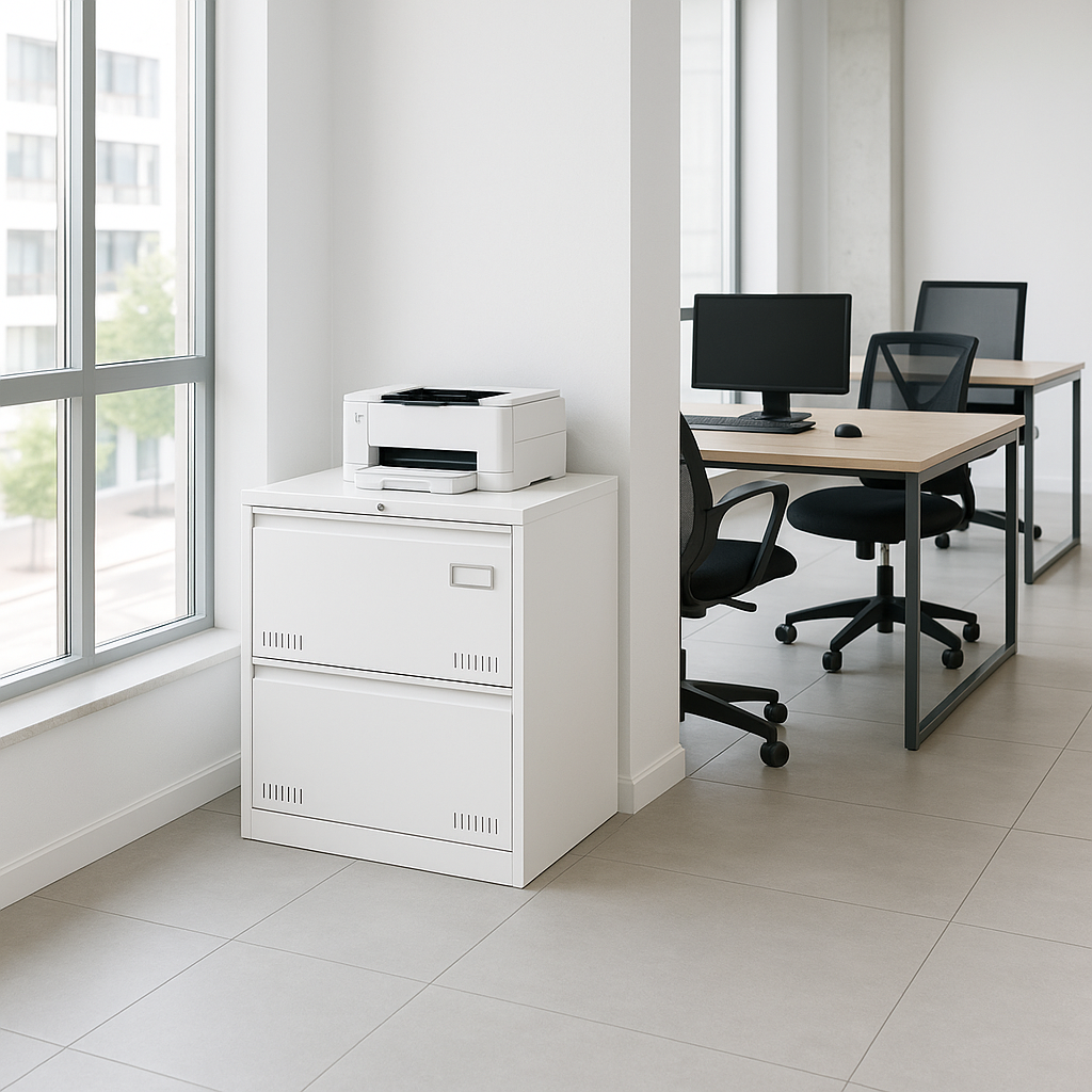 White 2-Drawer Lateral File Cabinet with Lock – Metal Filing Cabinet for Legal, Letter, A4, F4 Documents, Home & Office Storage