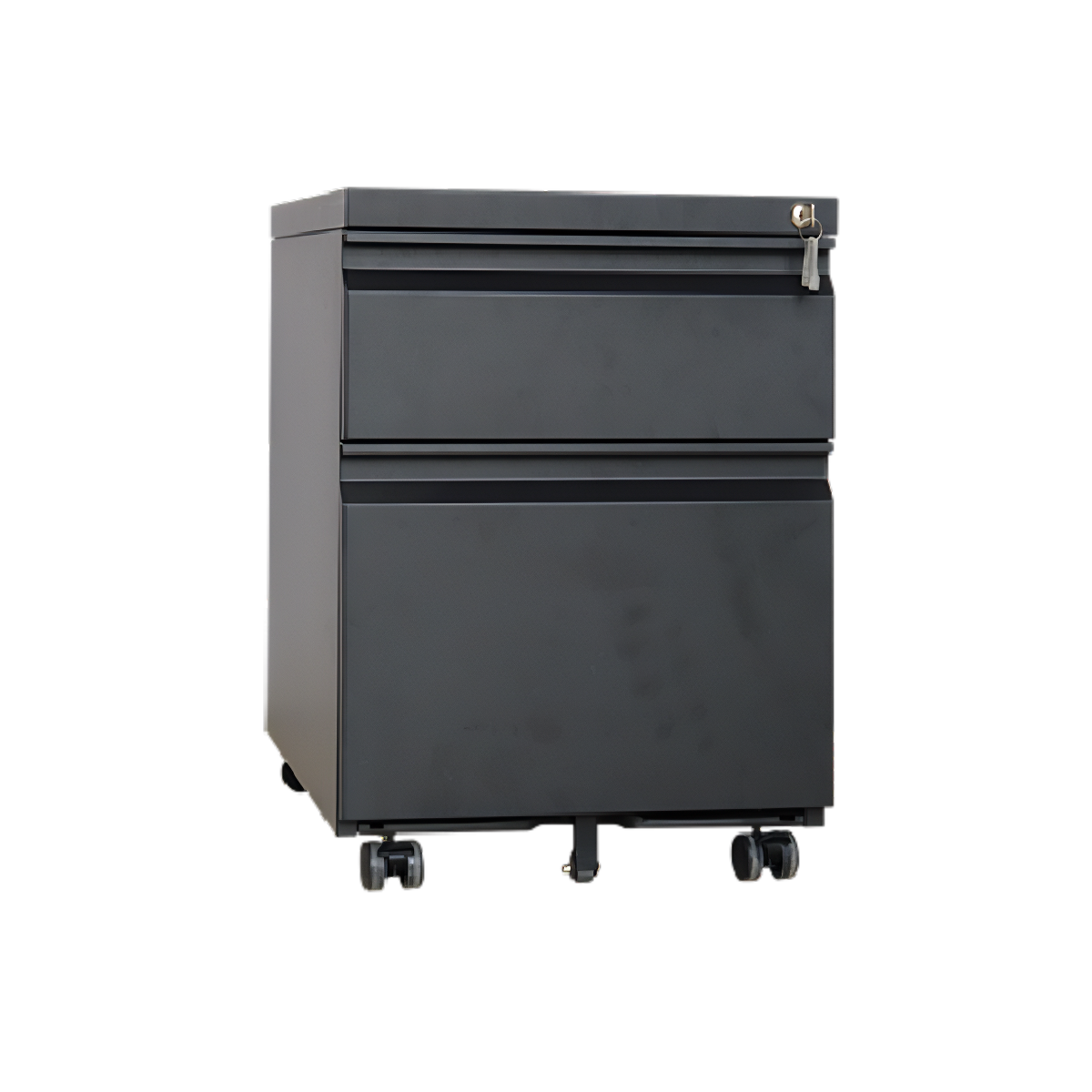 Modern Office Finger Handle 2-Drawer Mobile Pedestal | Steel Rolling Storage Cabinet MP-02