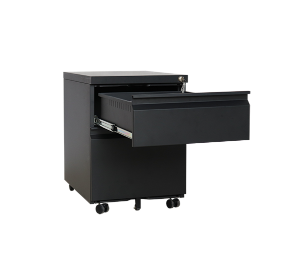 Modern Office Finger Handle 2-Drawer Mobile Pedestal | Steel Rolling Storage Cabinet MP-02