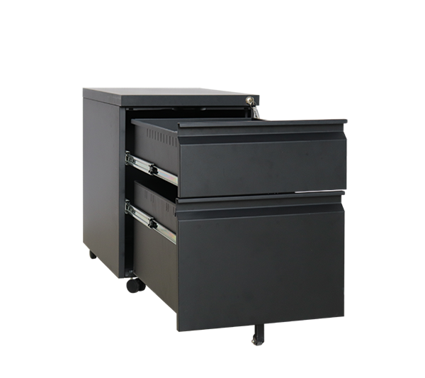 Modern Office Finger Handle 2-Drawer Mobile Pedestal | Steel Rolling Storage Cabinet MP-02