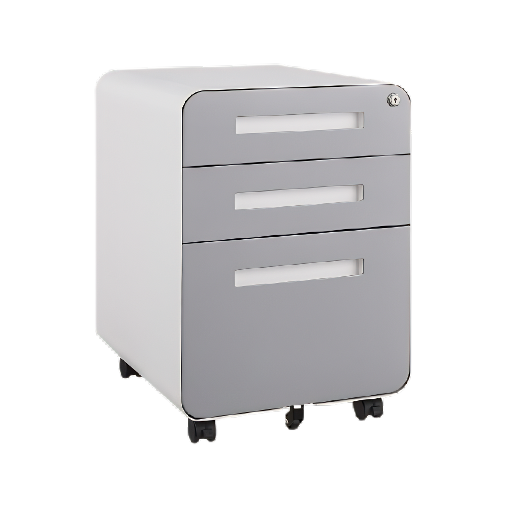 3 Drawer Gray Metal Mobile File Cabinet with Lock – Under Desk Storage for Legal, Letter & A4 Files, 5 Wheel Anti-Tilt Design for Home Office