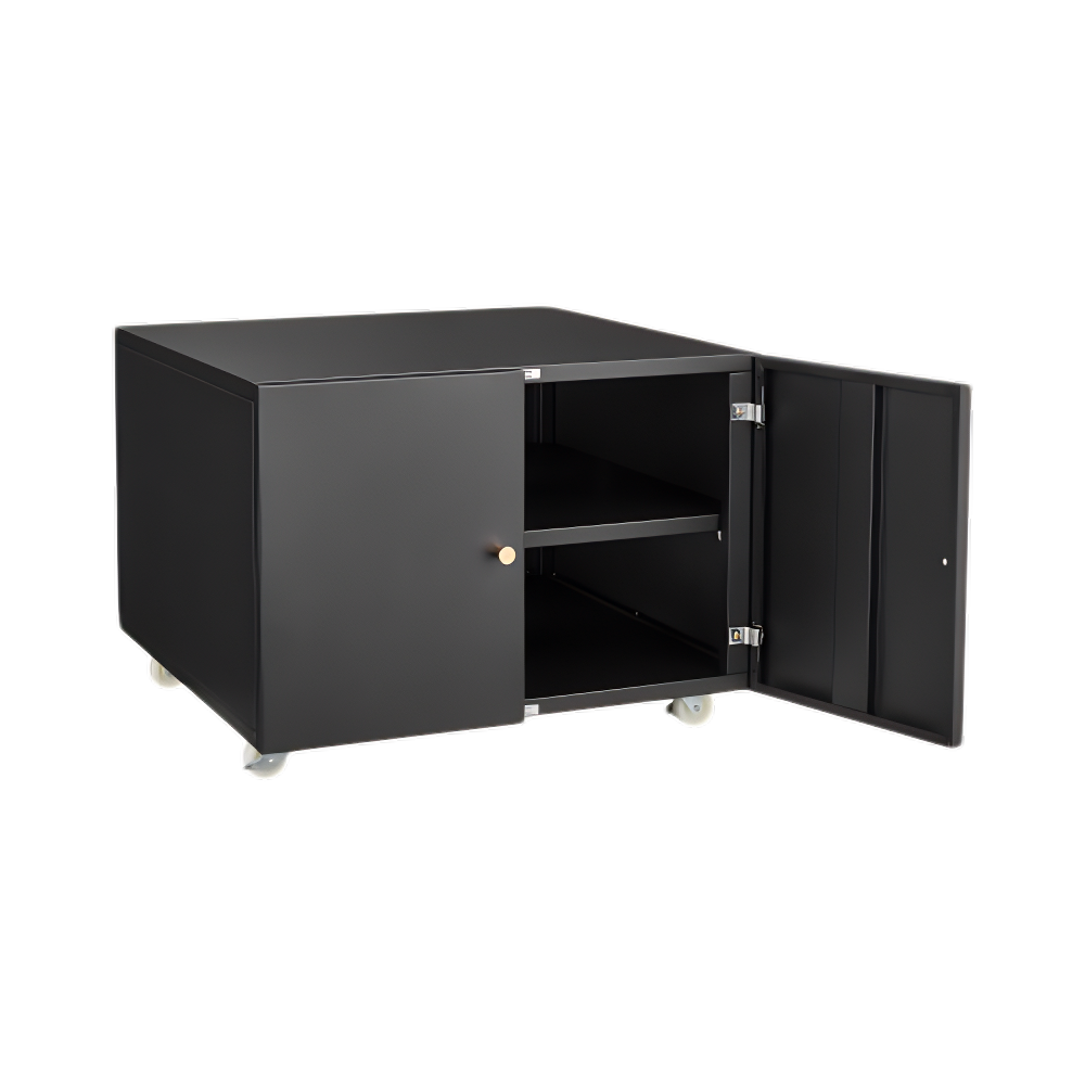 Black Rolling Printer Stand with Storage Cabinet, Adjustable Shelf & Door, Mobile File Cabinet on Wheels