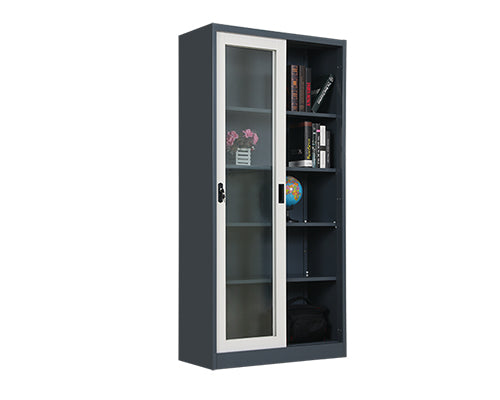 Full Glass Sliding Door Filing Cabinet | Steel Office Storage Cabinet