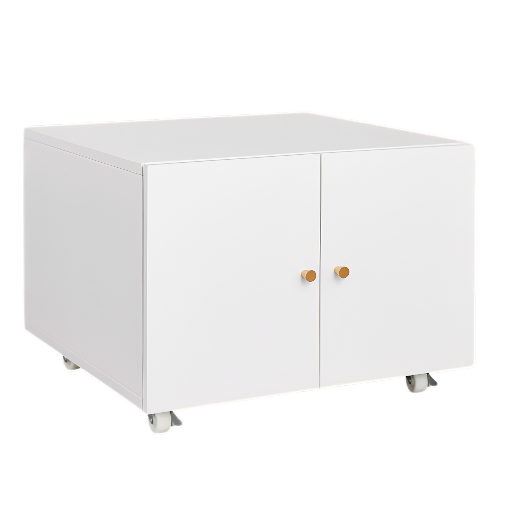 White Rolling Printer Stand with Storage Cabinet, Adjustable Shelf & Door, Mobile File Cabinet on Wheels, Space - Saving for Home Office,Required Assembly