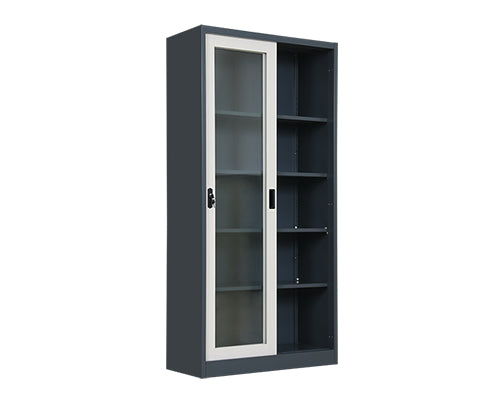 Full Glass Sliding Door Filing Cabinet | Steel Office Storage Cabinet