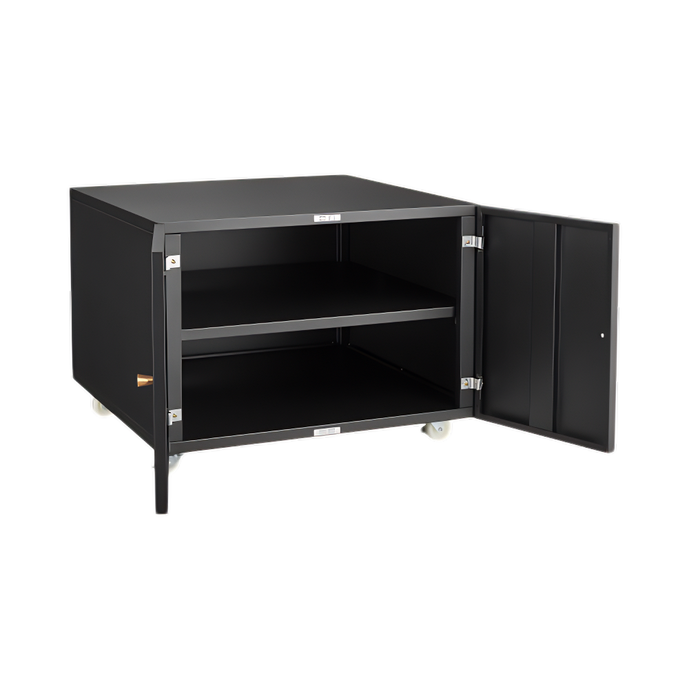 Black Rolling Printer Stand with Storage Cabinet, Adjustable Shelf & Door, Mobile File Cabinet on Wheels