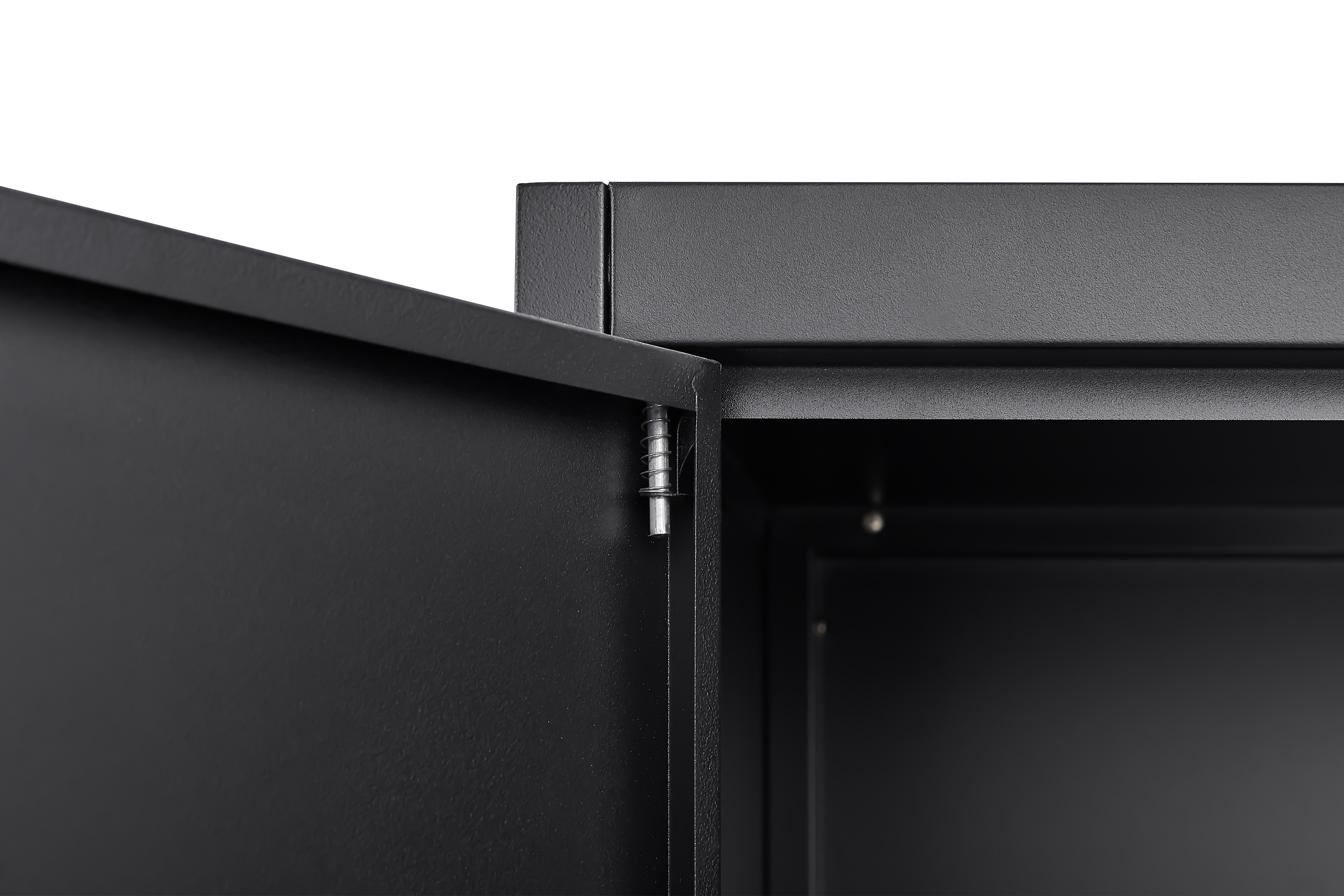 Black Metal Wardrobe with Compartments – Lockable Steel Storage Closet