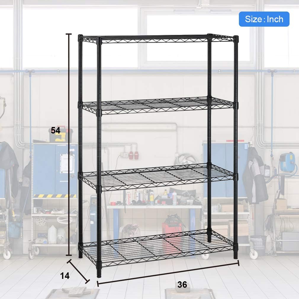 Heavy Duty 4-Tier Wire Shelf – Adjustable Steel Storage Organizer