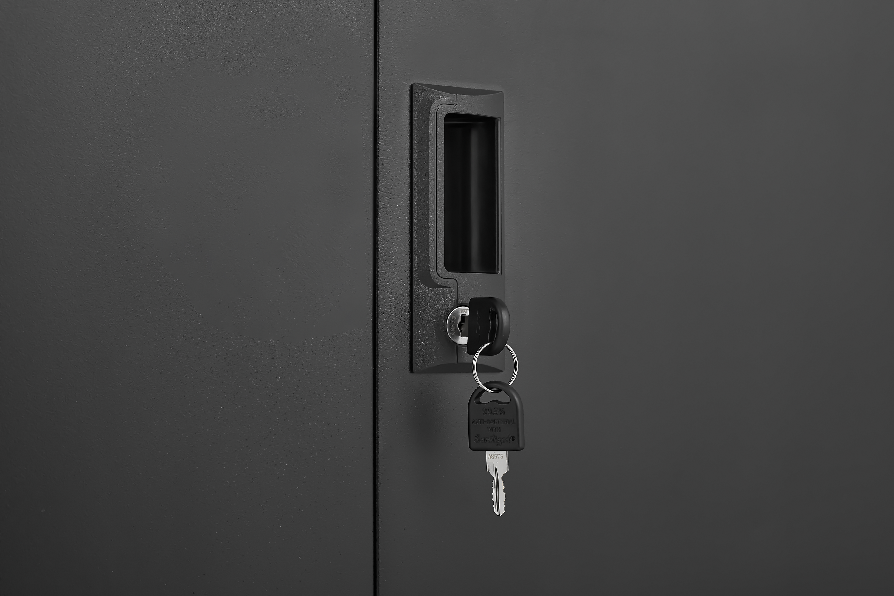 Black Metal Wardrobe with Compartments – Lockable Steel Storage Closet