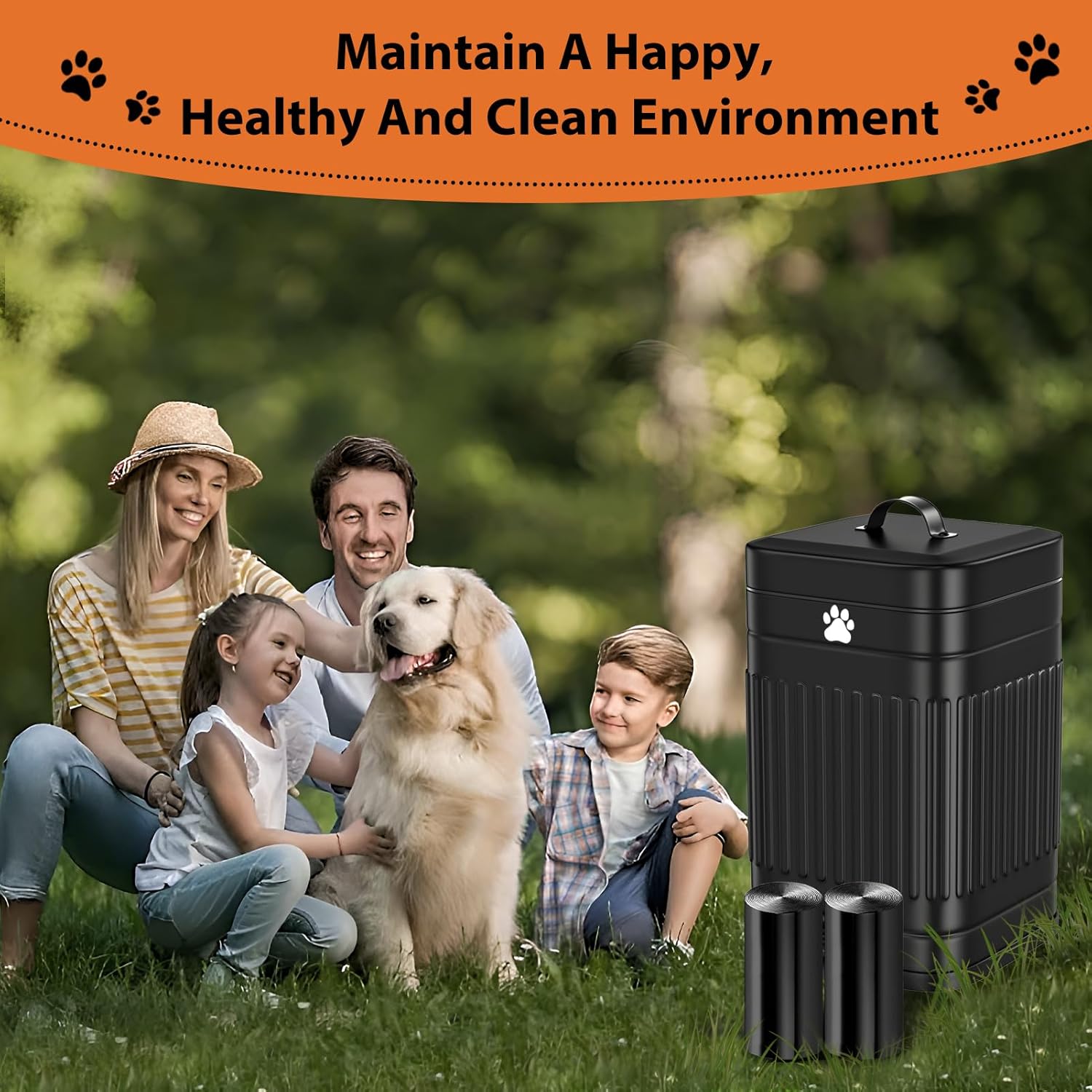 Outdoor Dog Poop Trash Can – 5L Metal Pet Waste Bin with Lid & Pedal