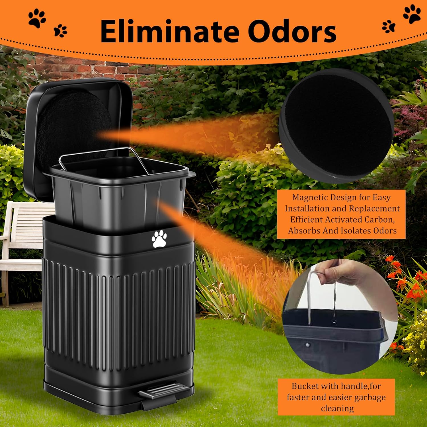 Outdoor Dog Poop Trash Can – 5L Metal Pet Waste Bin with Lid & Pedal