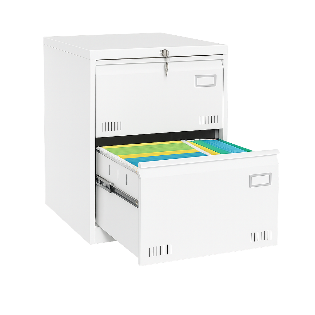 White 2-Drawer Lateral File Cabinet with Lock – Metal Filing Cabinet for Legal, Letter, A4, F4 Documents, Home & Office Storage