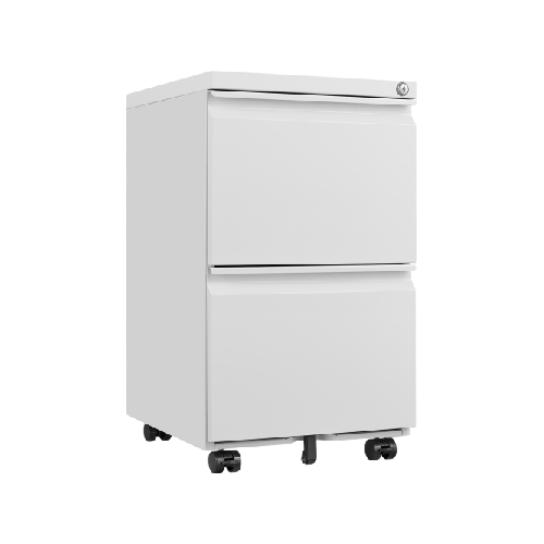 2 Drawer White Metal File Cabinet with Lock – Under Desk Rolling Filing Cabinet for Letter, Legal & A4 Files, Mobile Storage for Home Office