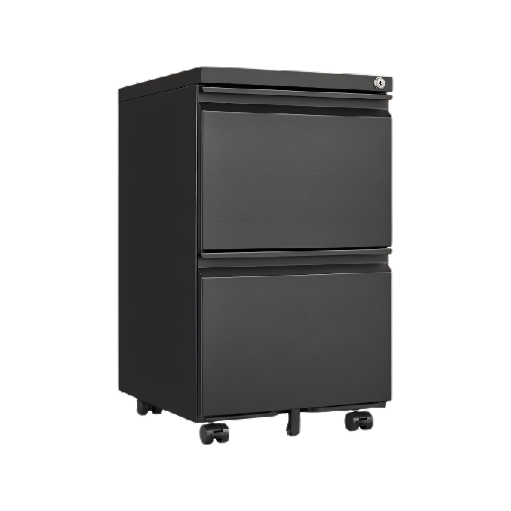 2 Drawer Metal File Cabinet with Lock – Under Desk Rolling Filing Cabinet for Letter, Legal & A4 Files, Mobile Storage for Home Office (Black)
