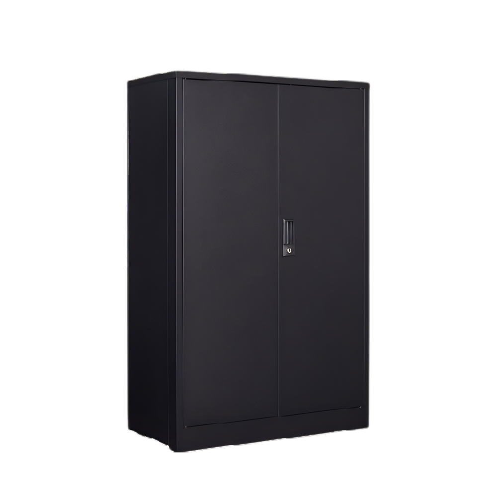 Black Metal Folding Storage Cabinet with Locking Doors – Adjustable Shelf, Easy Assembly & Lightweight Design