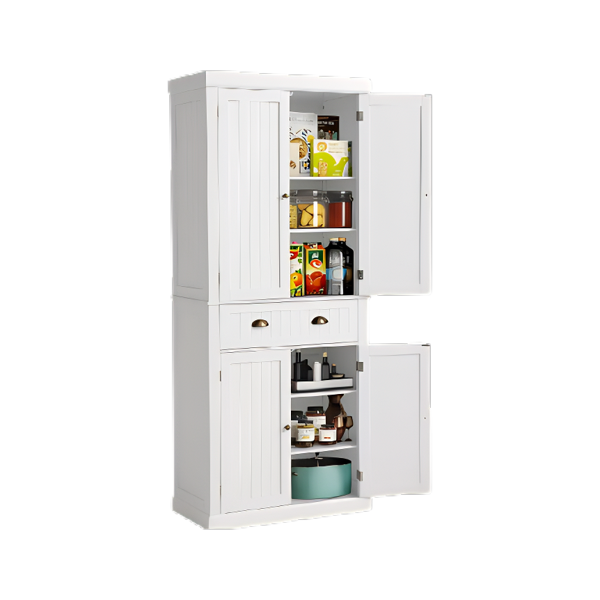 Tall Kitchen Pantry Cabinet – Freestanding Steel Storage Cupboard with Drawer