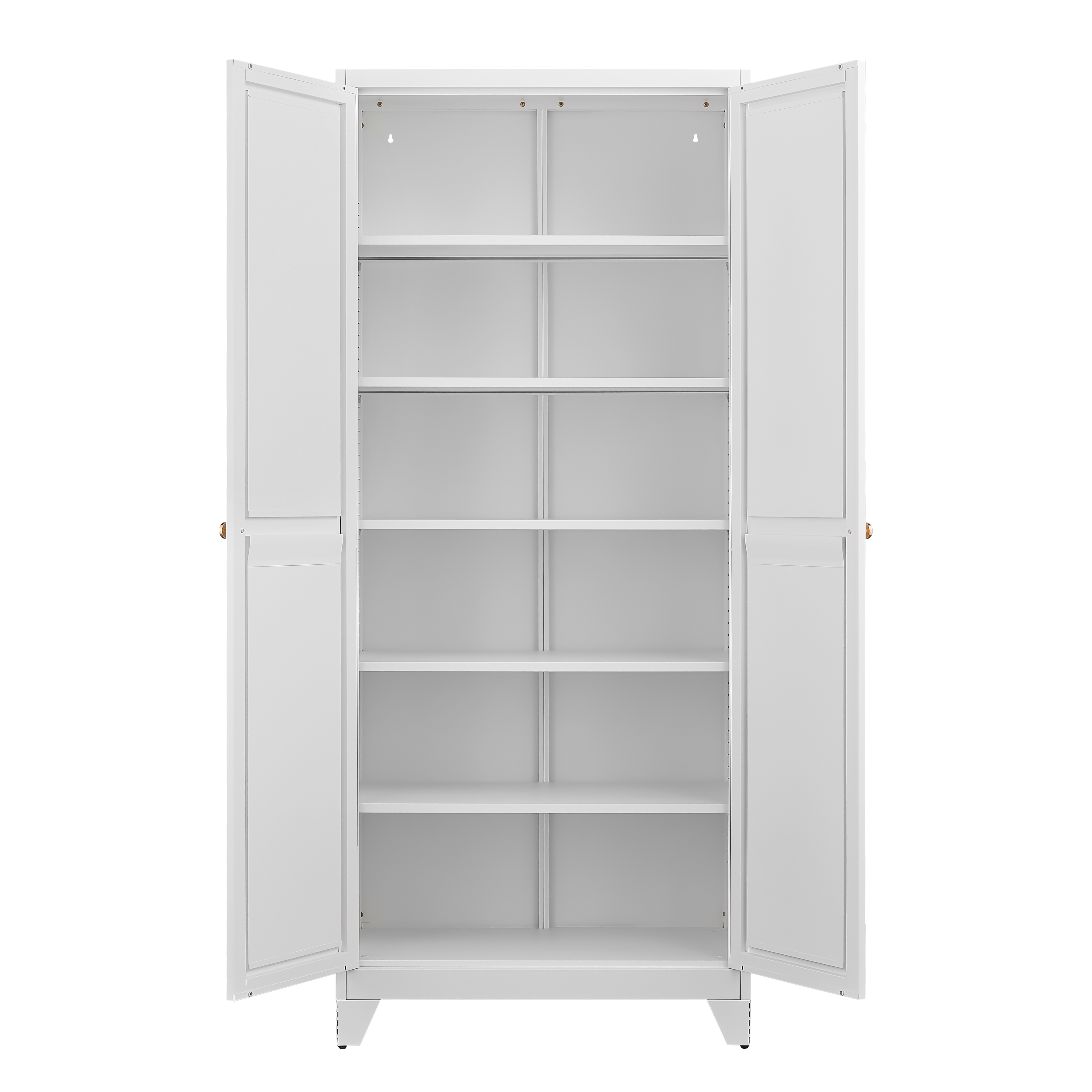75" White Metal Pantry Cabinet with Adjustable Shelves