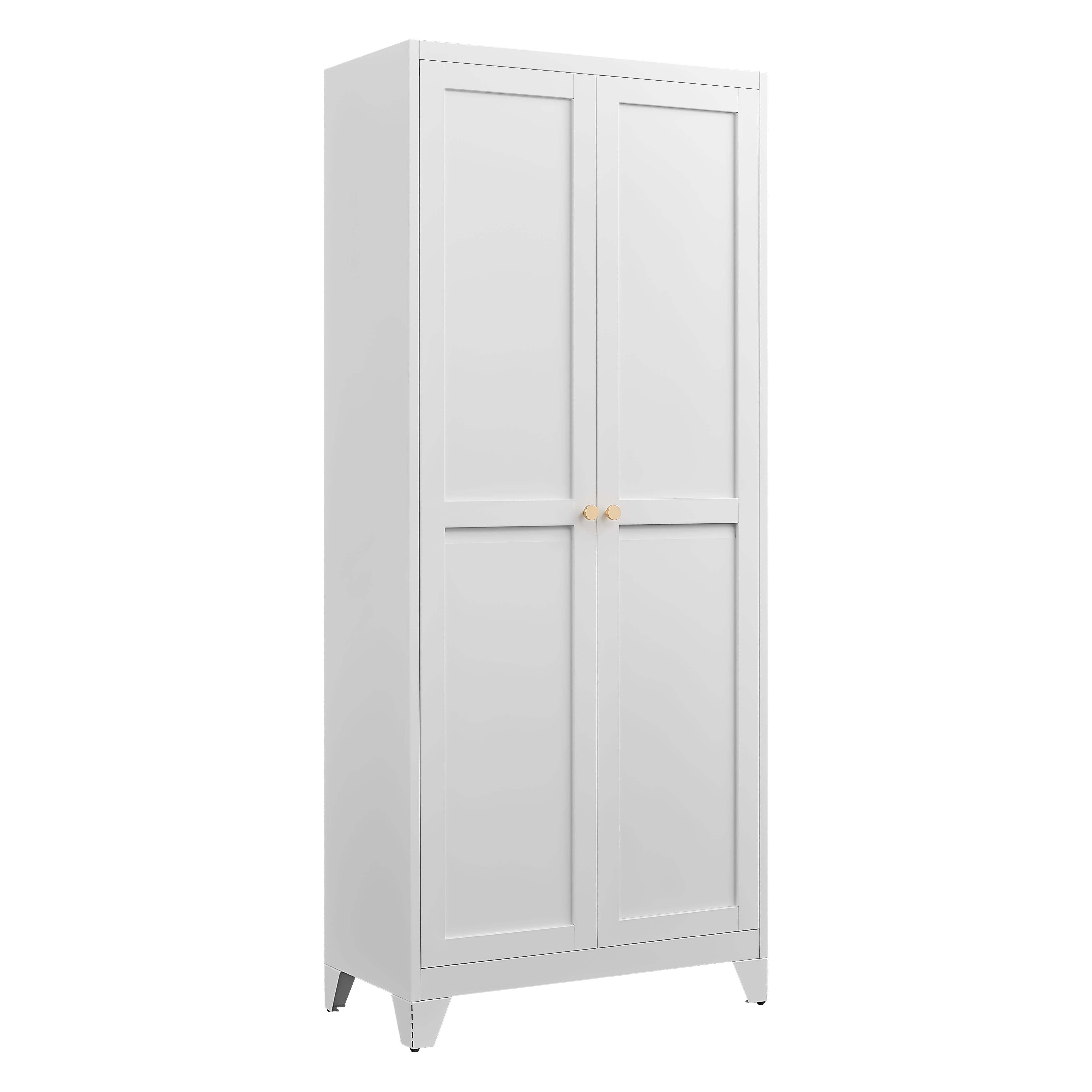 75" White Metal Pantry Cabinet with Adjustable Shelves