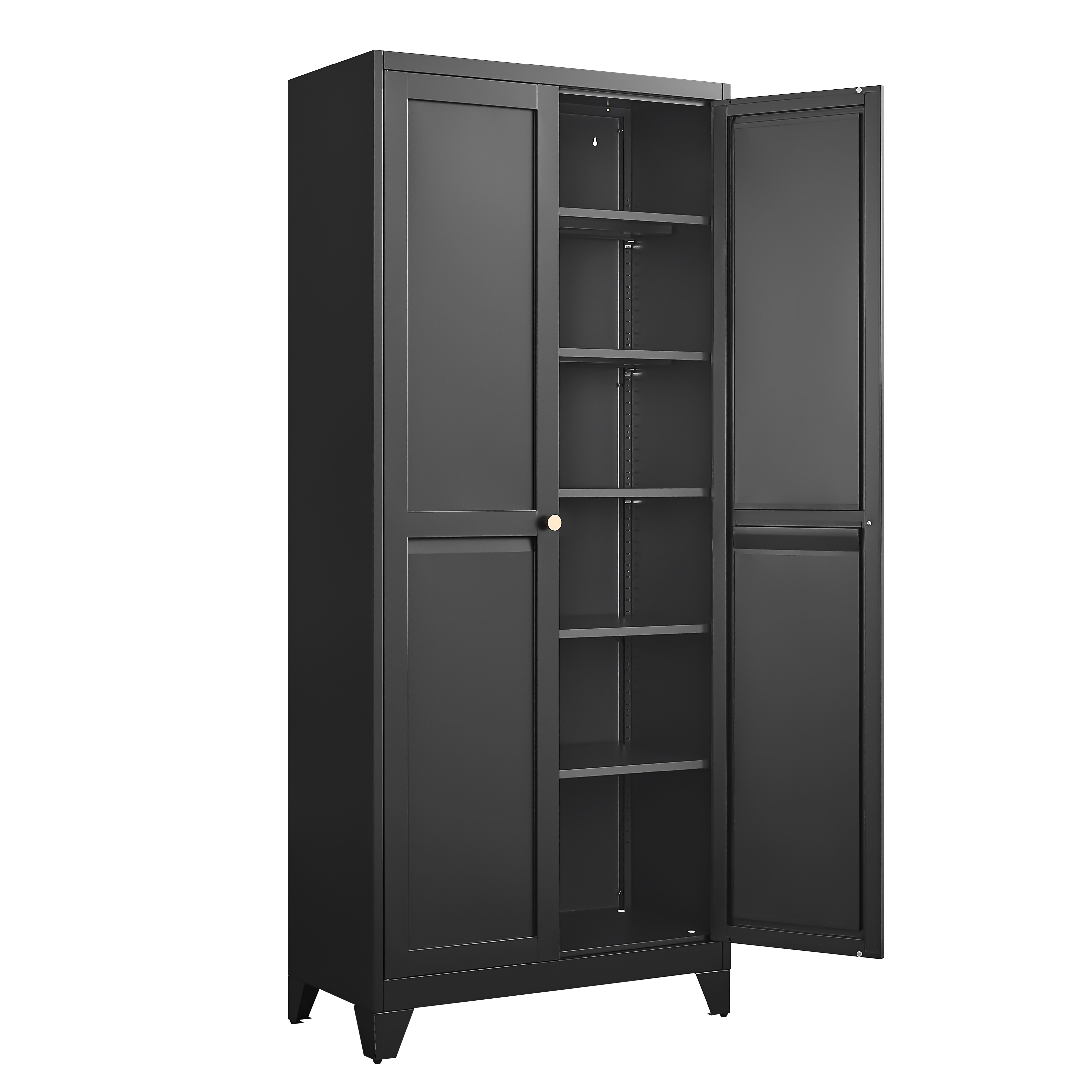 75" White Metal Pantry Cabinet with Adjustable Shelves