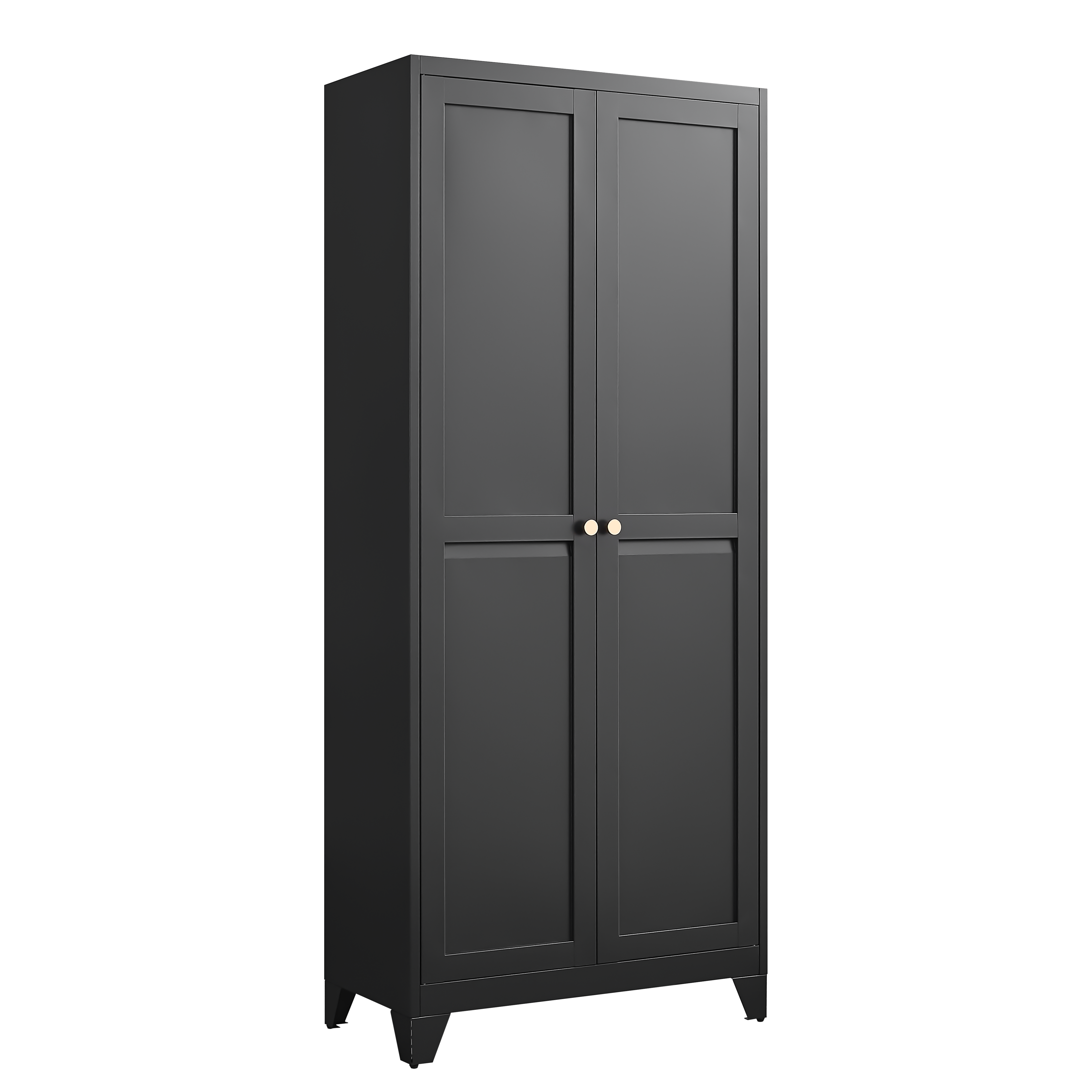 75" White Metal Pantry Cabinet with Adjustable Shelves