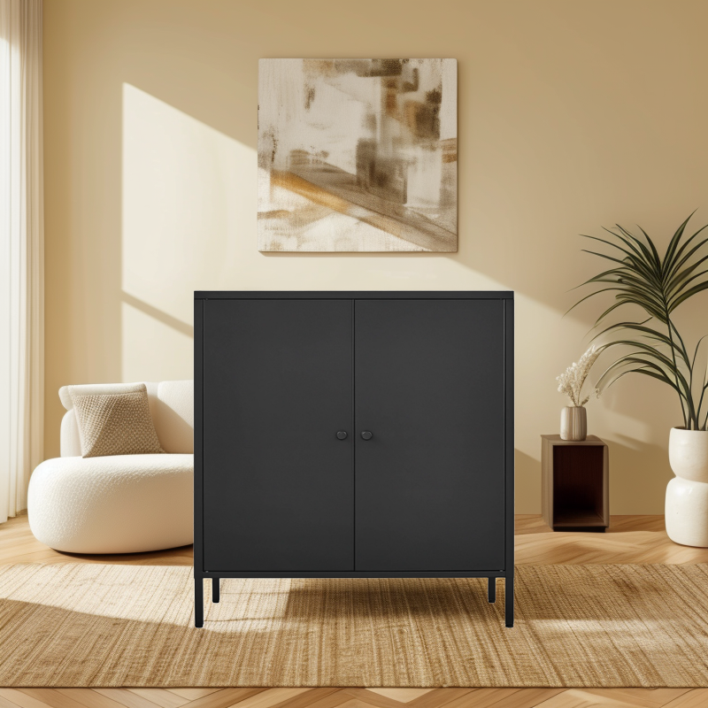 Black Metal Storage Cabinet – Lightweight Storage for Home & Office