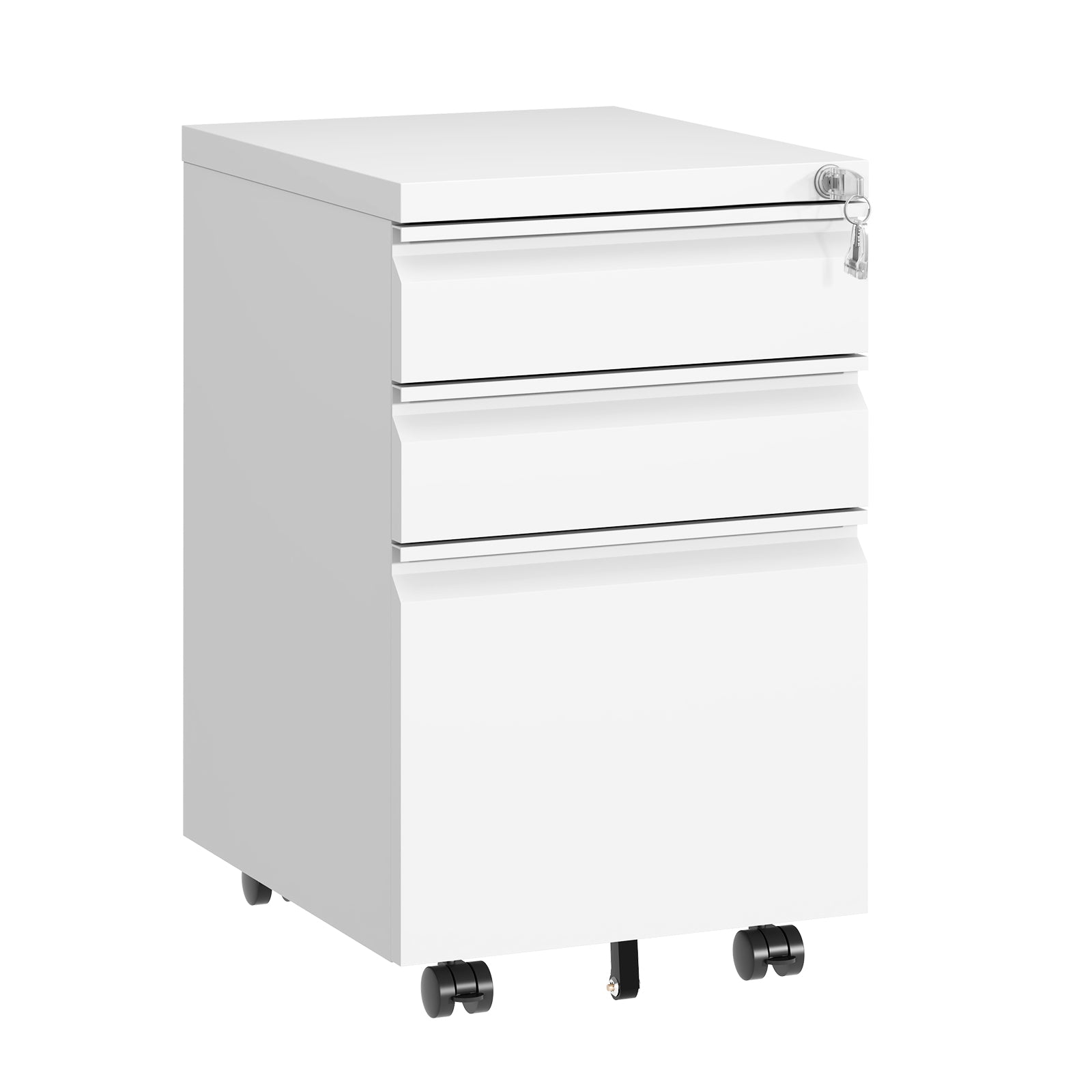 3-Drawer Mobile Metal File Cabinet with Lock