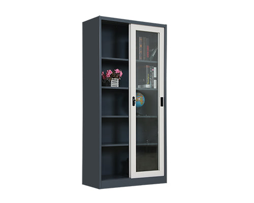 Full Glass Sliding Door Filing Cabinet | Steel Office Storage Cabinet