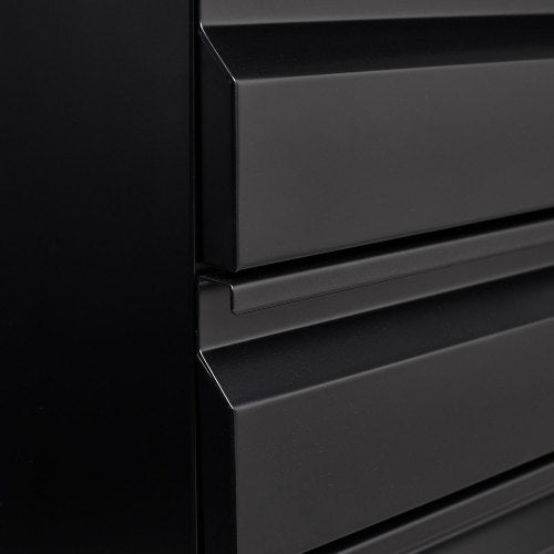 Black 3-Drawer Mobile Filing Cabinet with Lock – Metal Office Storage for Legal/Letter Files