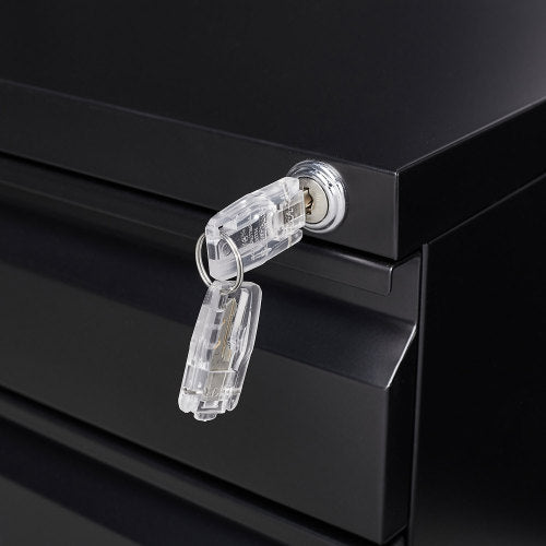 Black 3-Drawer Mobile Filing Cabinet with Lock – Metal Office Storage for Legal/Letter Files