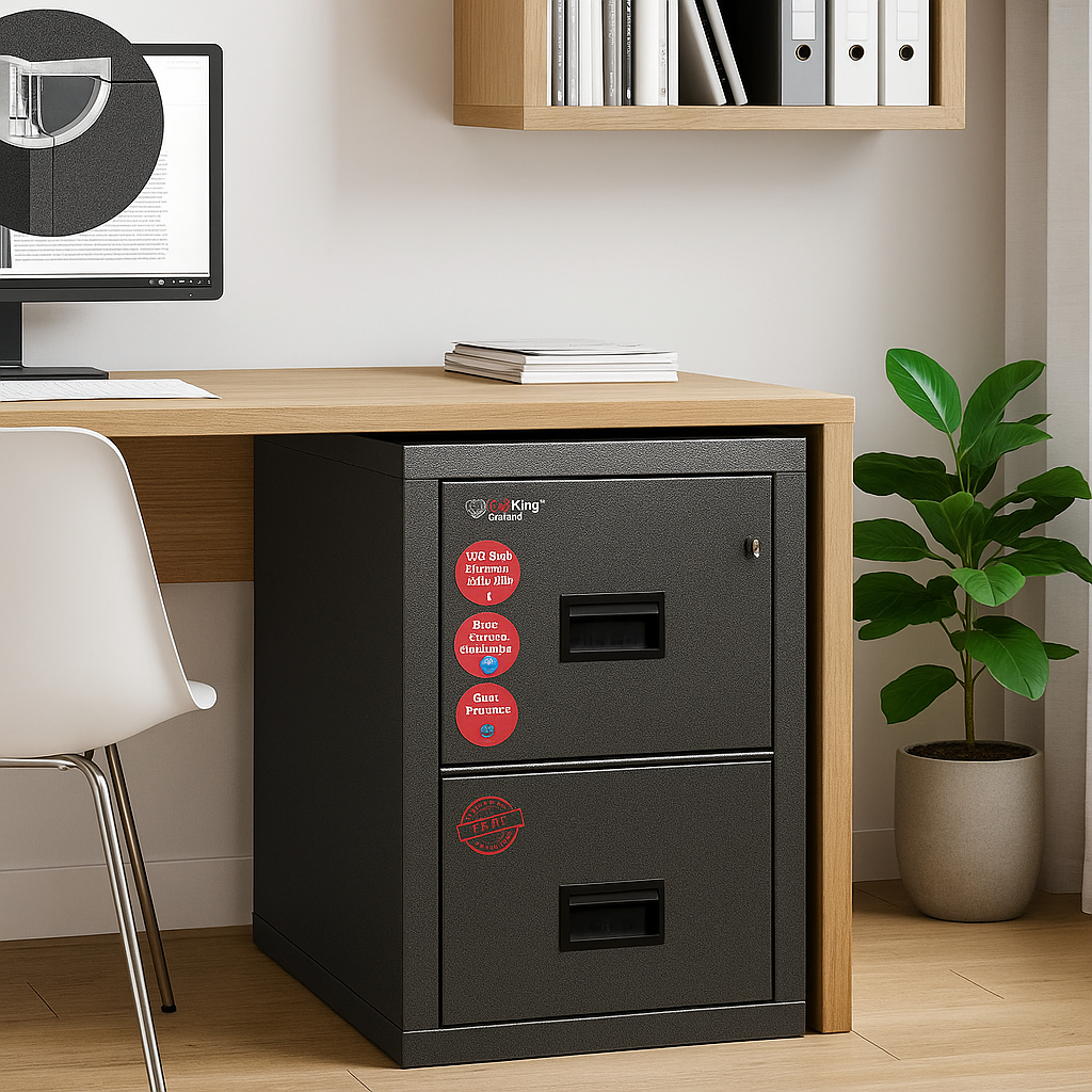 Fireproof 2-Drawer Filing Cabinet – Legal & Letter Safe with Key Lock
