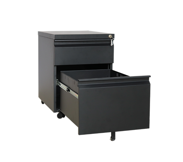 Modern Office Finger Handle 2-Drawer Mobile Pedestal | Steel Rolling Storage Cabinet MP-02