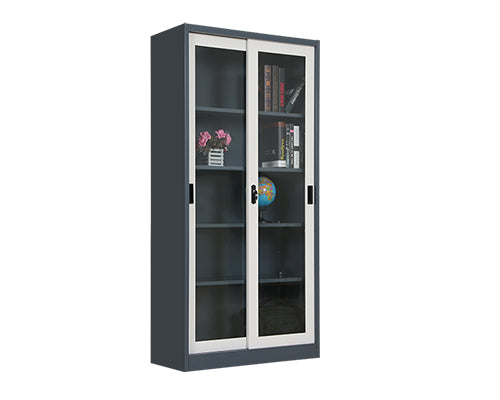 Full Glass Sliding Door Filing Cabinet | Steel Office Storage Cabinet