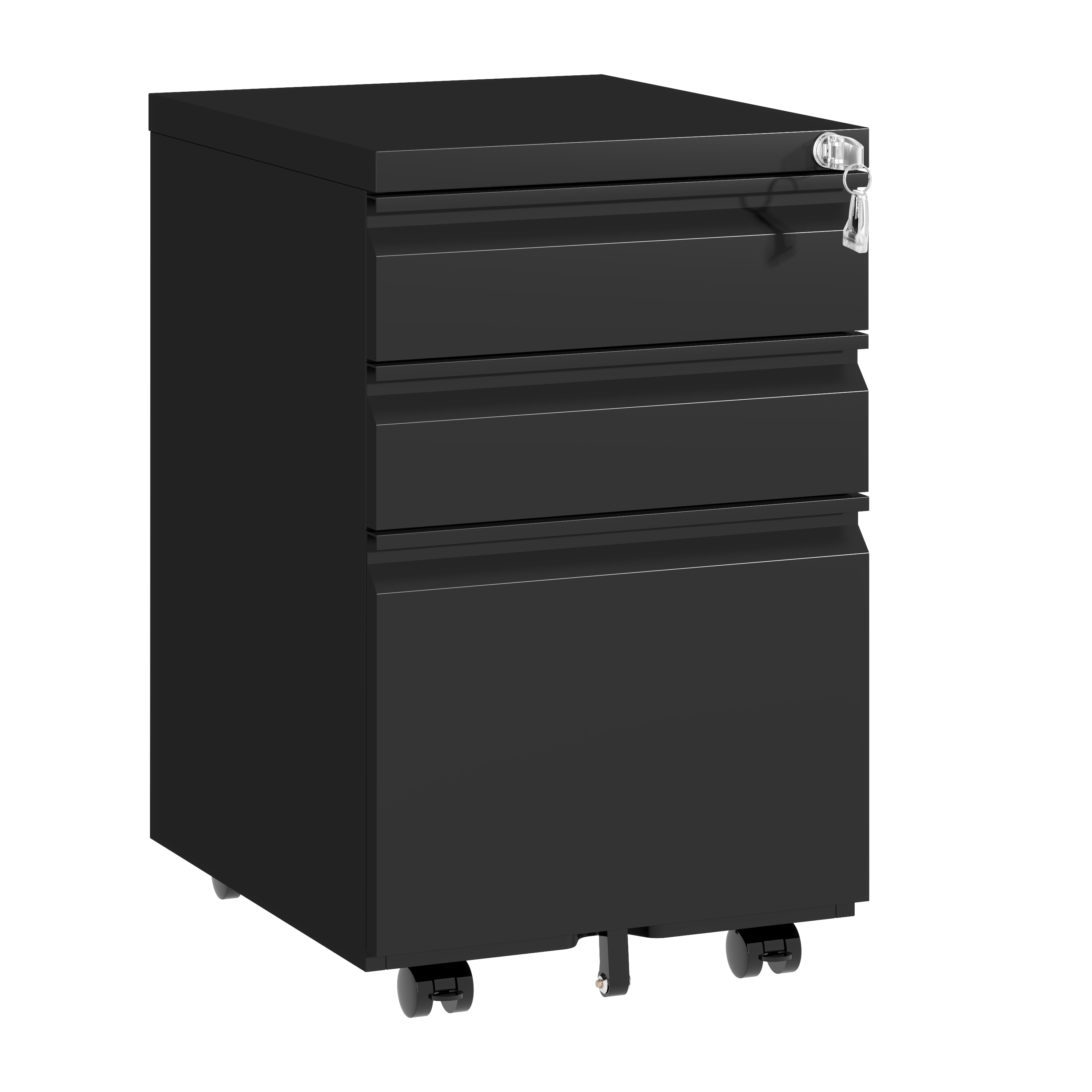3-Drawer Mobile Metal File Cabinet with Lock